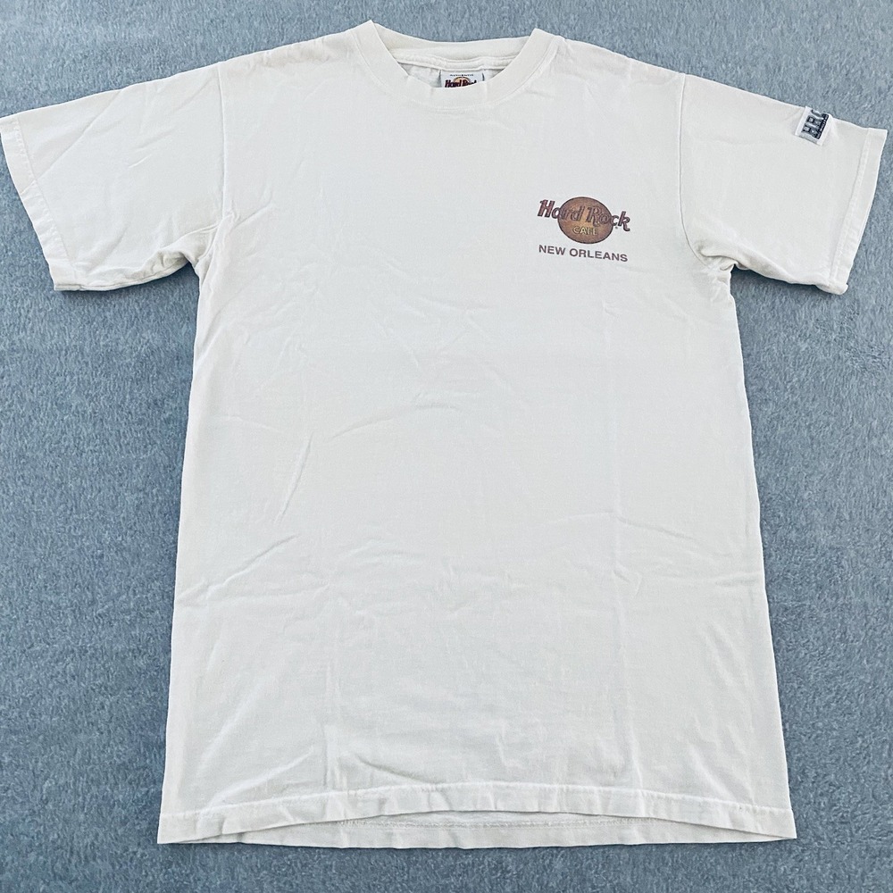 Hard Rock Cafe New Orleans Shirt Adult‎ Small Off White Vtg Y2k Double Sided Tee - Picture 6 of 16